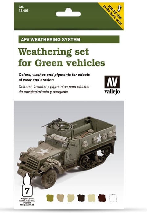 Vallejo Model Color: Model Air Set AFV Weathering for Green Vehicles Set, Model Air Farbsets, Model Air